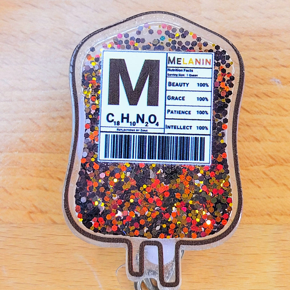 Sparkling Melanin IV Bag Retractable Badge Reel