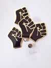 Black & Gold Power Fist ID Badge Reel Metal for Work Afro African American Pride