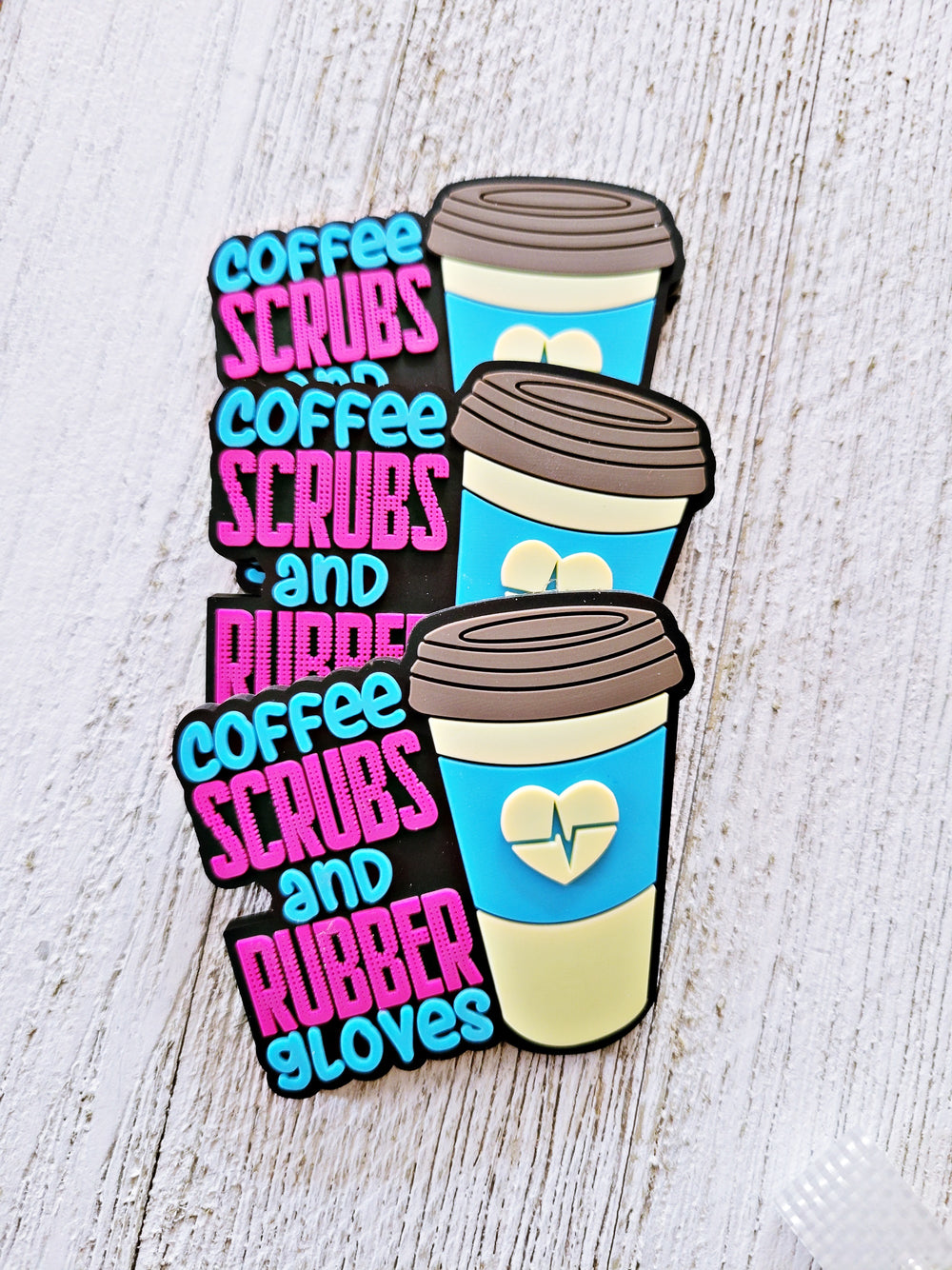 Cup of Coffee Scrubs & Rubber badge
